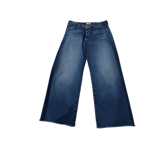 MOTHER  The Rambler Zip High-Rise Straight-Leg Ankle Jeans Frayed Hem Dark 31 - Picture 4 of 9